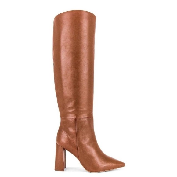 Steve Madden Handles Leather Knee High Heeled Boots in Cognac Brown - NWT - Picture 8 of 14